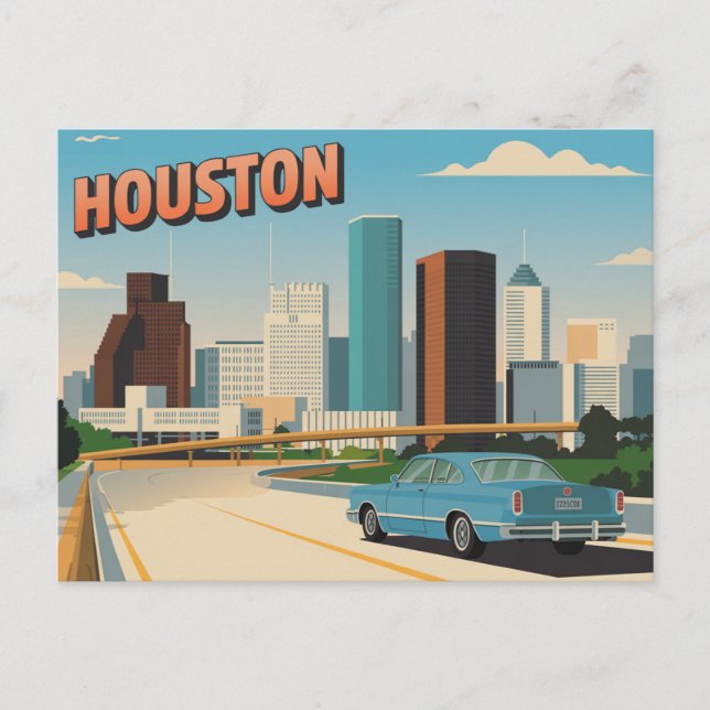Tarjeta postal de Houston de época | Saludos desde (Anverso)