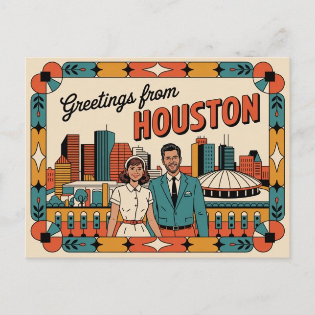 Tarjeta postal de Houston de época | Saludos desde (Anverso)