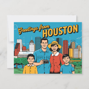 Tarjeta postal de Houston de época   Saludos desde