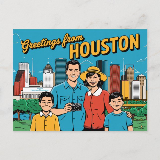 Tarjeta postal de Houston de época | Saludos desde (Anverso)