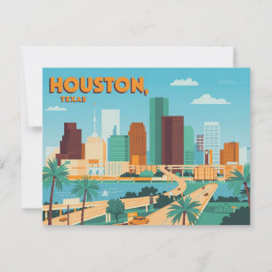 Tarjeta postal de Houston de época   Saludos desde