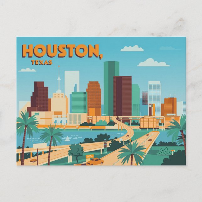 Tarjeta postal de Houston de época | Saludos desde (Anverso)