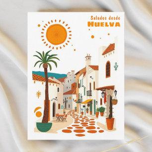 Tarjeta postal de Huelva España pueblo blanco medi