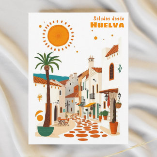 Tarjeta postal de Huelva España pueblo blanco medi