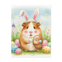 Tarjeta postal de huevos de Pascua de cobaya linda
