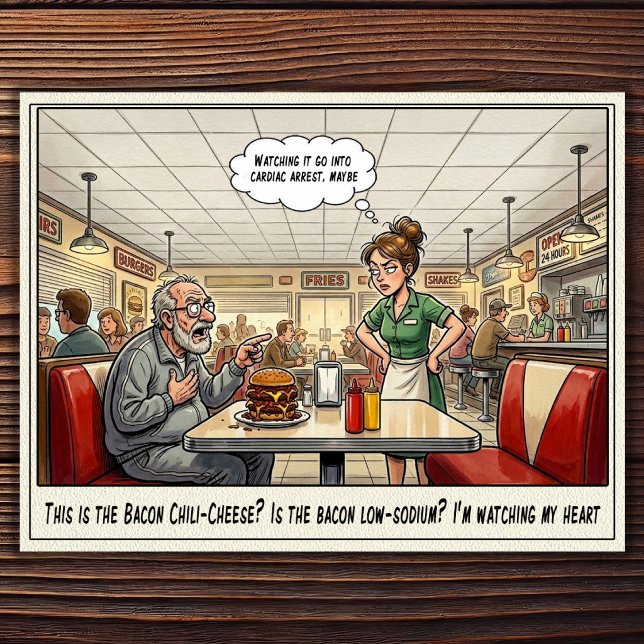 Tarjeta postal de humor de restaurante vida de cam (Subido por el creador)