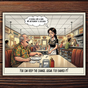 Tarjeta postal de humor de restaurante vida de cam