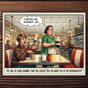 Tarjeta postal de humor de restaurante vida de cam