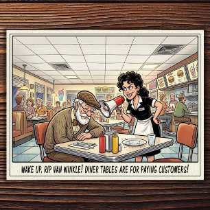 Tarjeta postal de humor de restaurante vida de cam