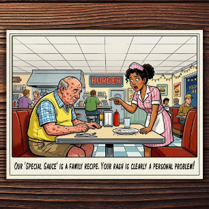Tarjeta postal de humor de restaurante vida de cam