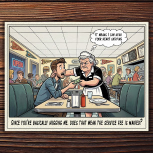 Tarjeta postal de humor de restaurante vida de cam