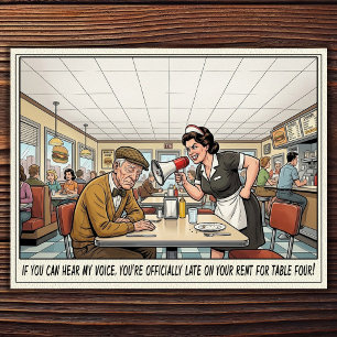 Tarjeta postal de humor de restaurante vida de cam