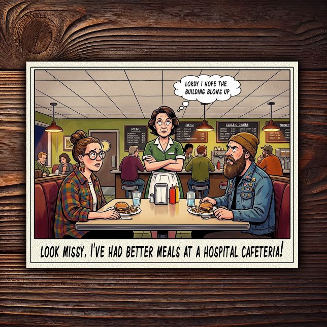 Tarjeta postal de humor de restaurante vida de cam (Subido por el creador)