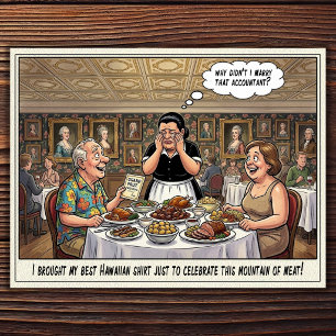 Tarjeta postal de humor de restaurante vida de cam