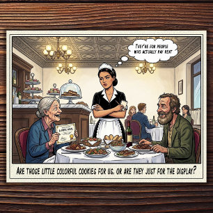 Tarjeta postal de humor de restaurante vida de cam