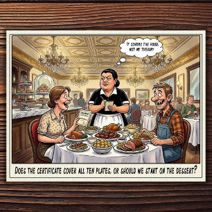 Tarjeta postal de humor de restaurante vida de cam