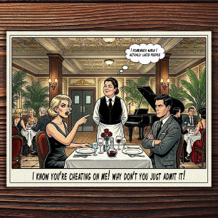 Tarjeta postal de humor de restaurante vida de cam