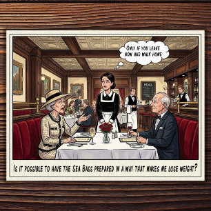 Tarjeta postal de humor de restaurante vida de cam