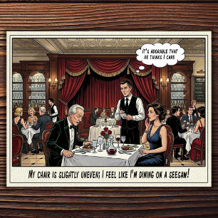 Tarjeta postal de humor de restaurante vida de cam