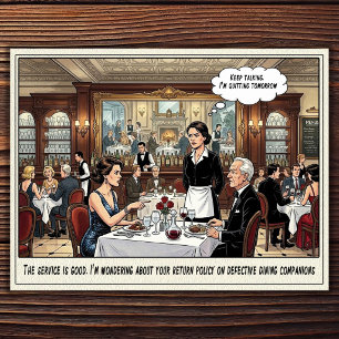 Tarjeta postal de humor de restaurante vida de cam
