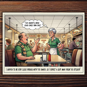 Tarjeta postal de humor de restaurante vida divert