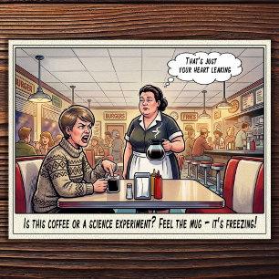 Tarjeta postal de humor de restaurante vida divert