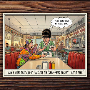 Tarjeta postal de humor de restaurante vida divert
