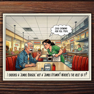 Tarjeta postal de humor de restaurante vida divert