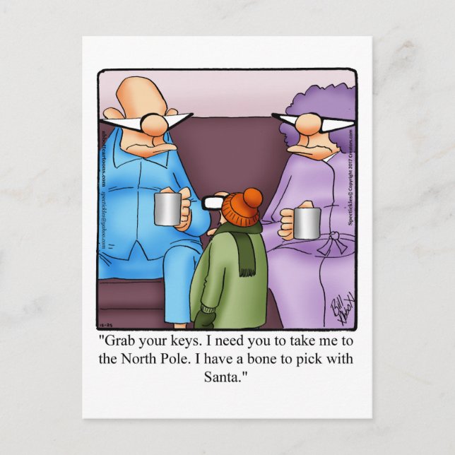 Tarjeta postal de humor navideño divertido (Anverso)