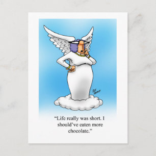 Tarjeta postal de humor para amantes del chocolate