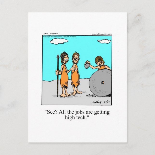 Tarjeta postal de humor tecnológico divertido (Anverso)