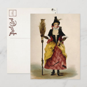 Tarjeta postal de ilustración de bruja victoriana