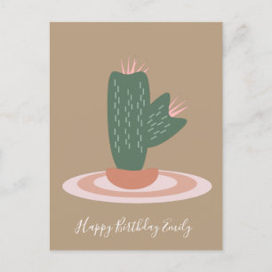 Tarjeta postal de ilustración de cactus simple y e