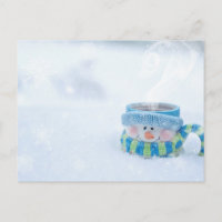 Tarjeta postal de ilustración de muñeco de nieve