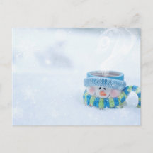 Tarjeta postal de ilustración de muñeco de nieve
