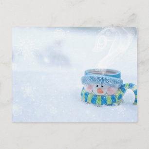 Tarjeta postal de ilustración de muñeco de nieve