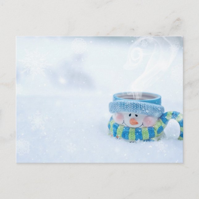 Tarjeta postal de ilustración de muñeco de nieve (Anverso)
