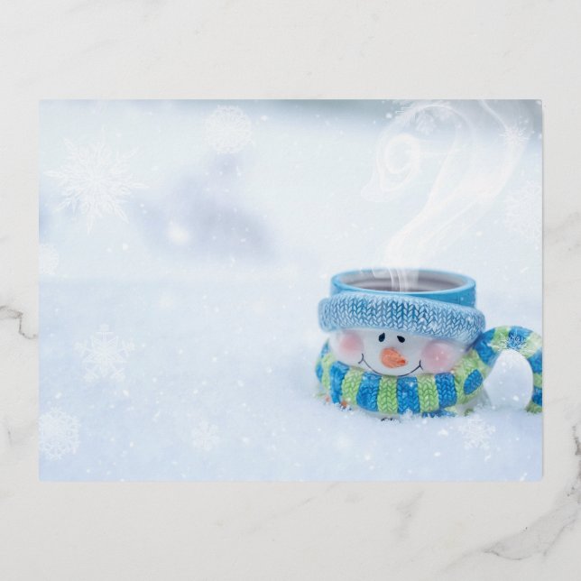 Tarjeta postal de ilustración de muñeco de nieve d (Anverso)
