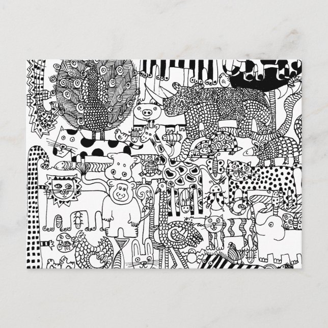 Tarjeta postal de ilustración en blanco y negro de (Anverso)