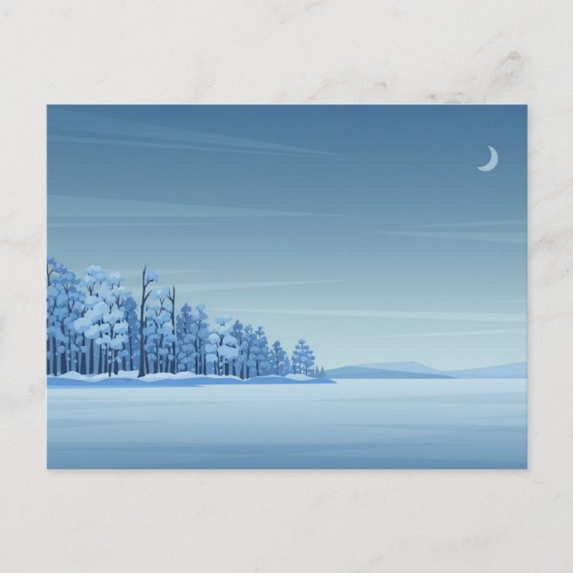 Tarjeta postal de Ilustracion paisajista nevado (Anverso)