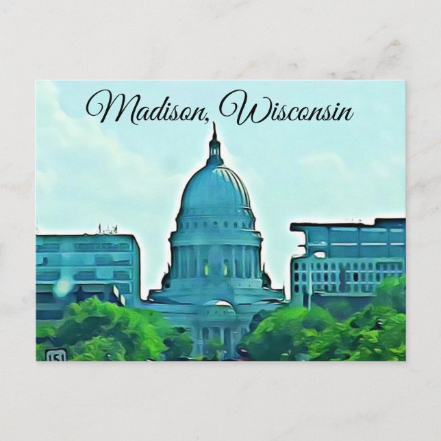 Tarjeta postal de imagen del capitolio de Madision (Anverso)