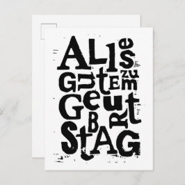 Tarjeta postal de impresión Lino "Feliz Cumpleaños