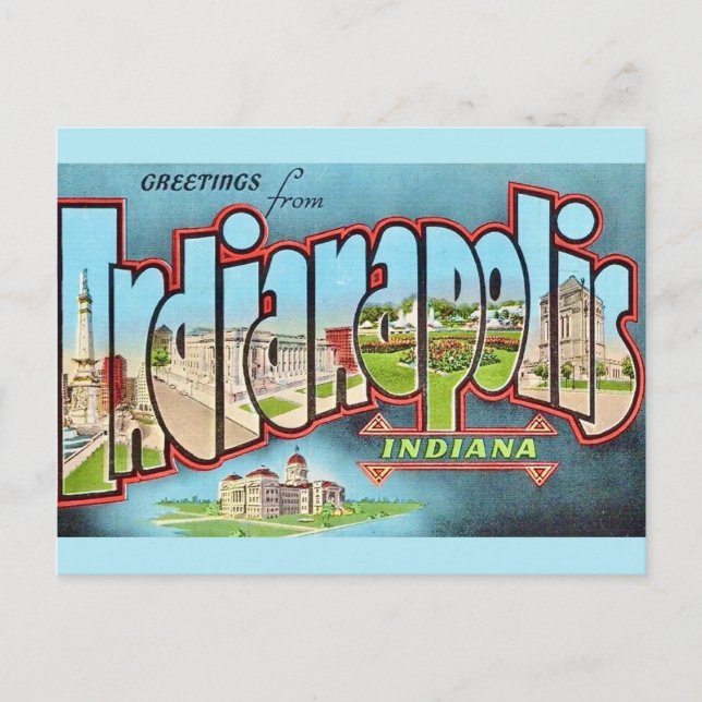 Tarjeta postal de Indianapolis Indiana (Anverso)