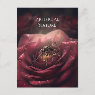 Tarjeta postal de insecto rosa steampunk vintage