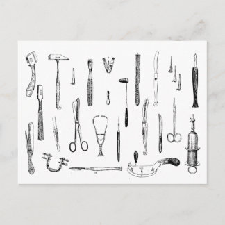 Tarjeta postal de instrumentos médicos de época