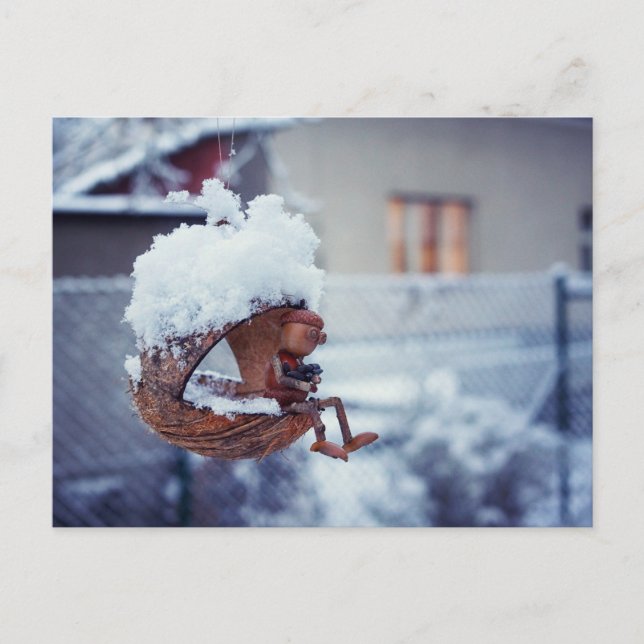 Tarjeta postal de invierno Acorn elf (Anverso)