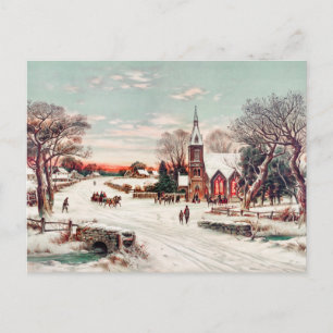 Tarjeta postal de invierno vintage