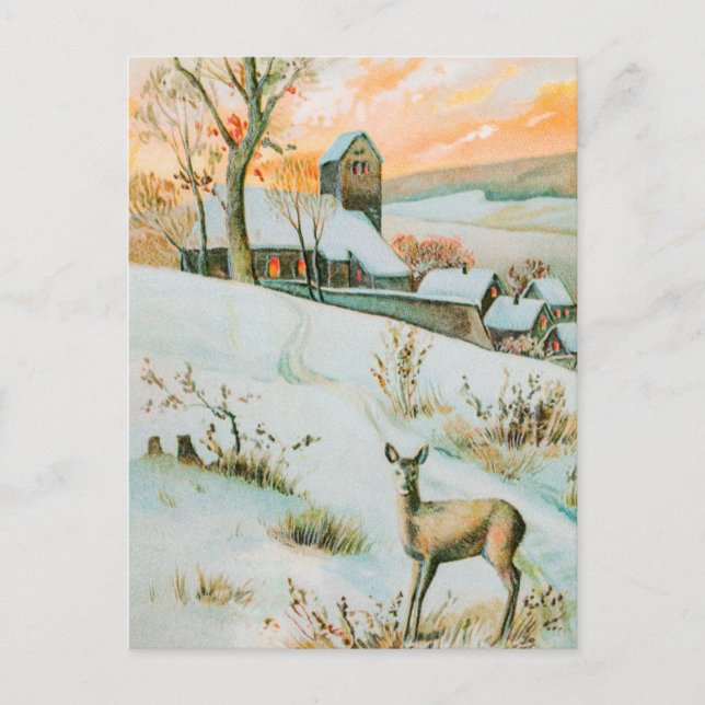 Tarjeta postal de invierno vintage (Anverso)