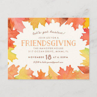 Tarjeta postal de invitación a acuarela de Friends
