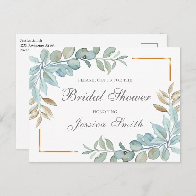 Tarjeta postal de invitación a boda de acuarela (Anverso / Reverso)